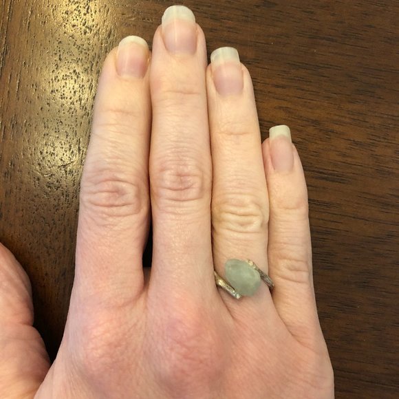 Handmade Sterling Silver and Aquamarine Ring - Picture 7 of 7